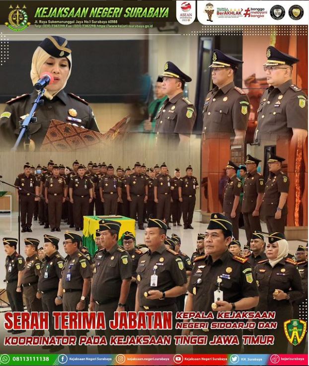 Serah Terima Jabatan Kepala Kejaksaan Negeri Sidoarjo dan Koordinator pada Kejaksaan Tinggi Jawa Timur